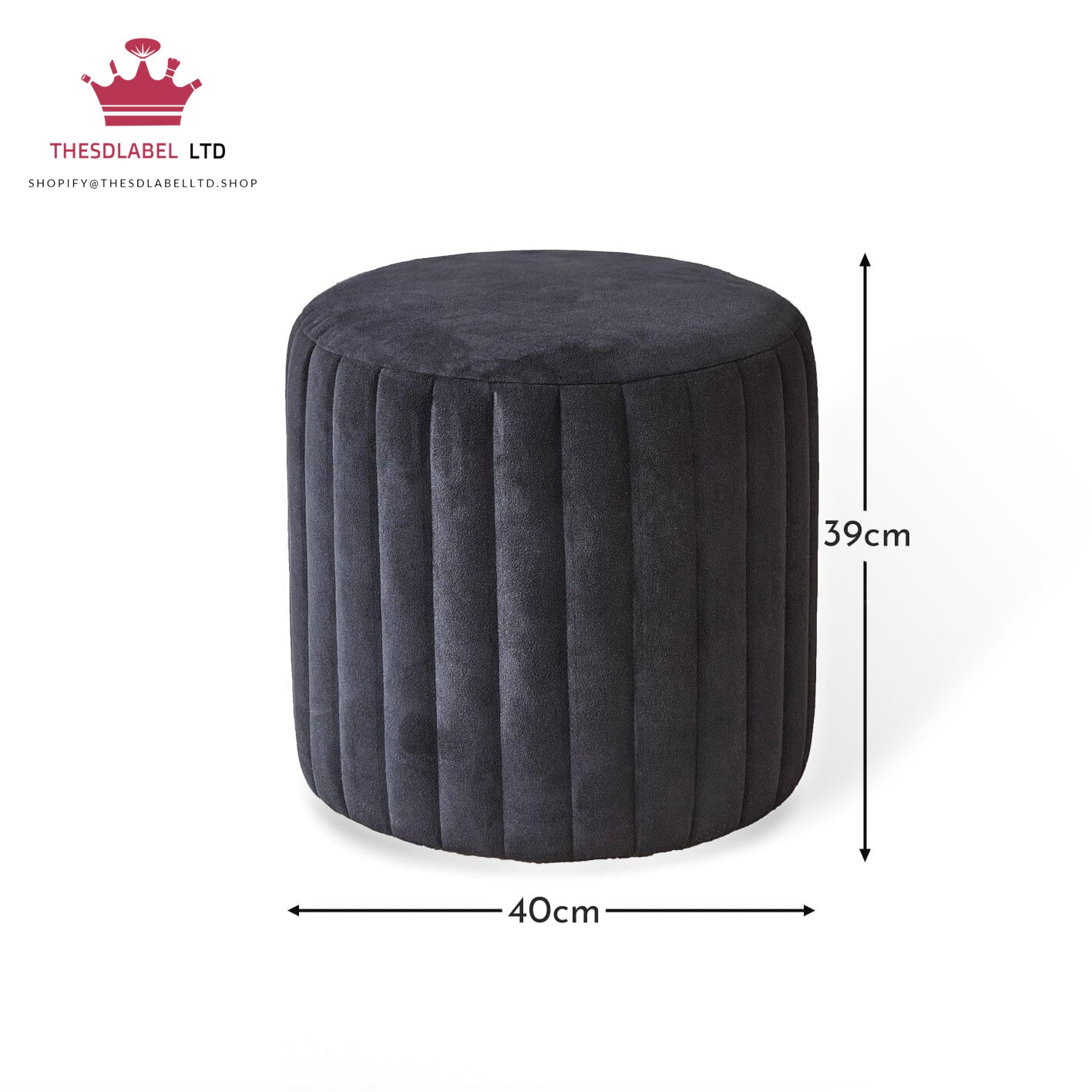 Penelope Drum Stool - Black
