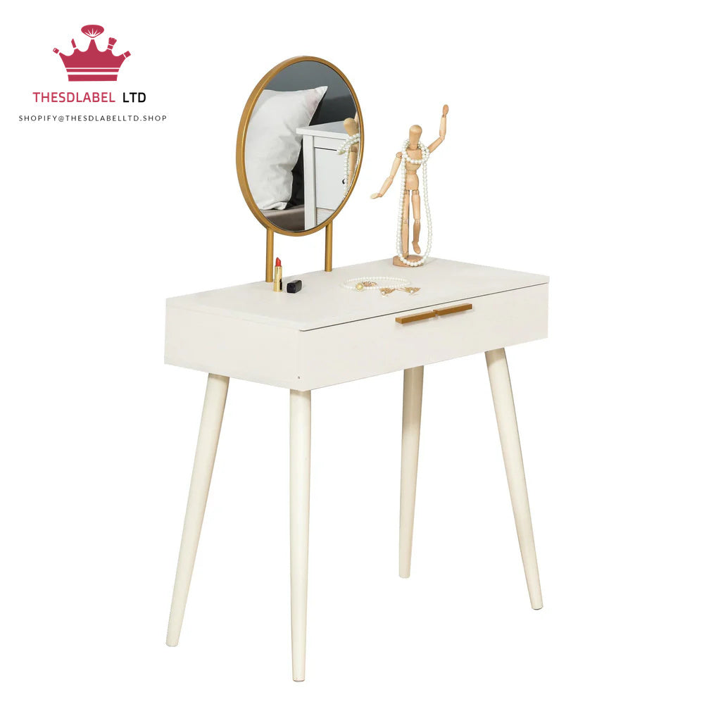 Modern Dressing Table With Round Mirror