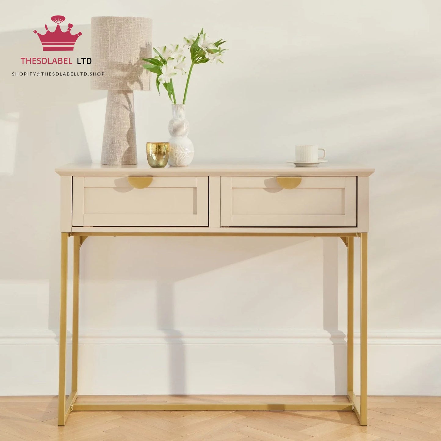 Ines Taupe Dressing Table with Drawers