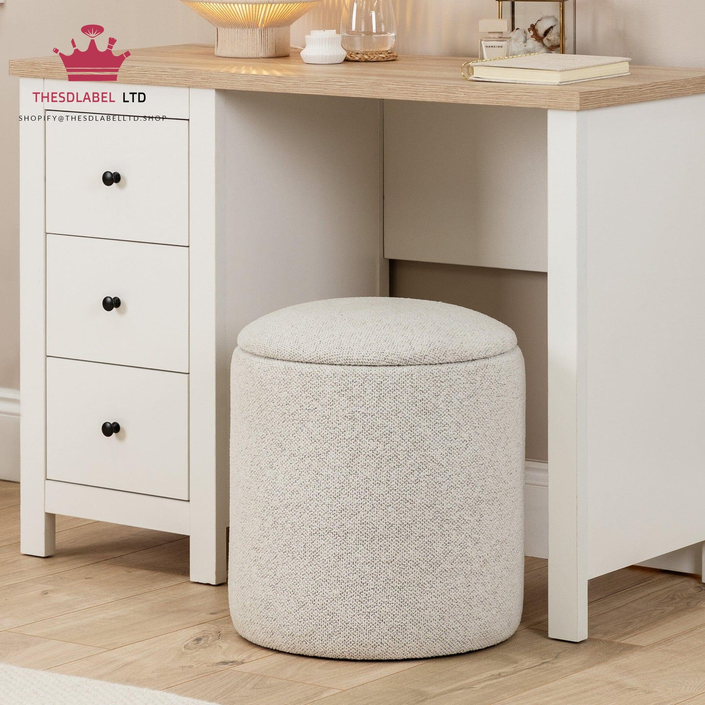 Abigail Storage Pouffe/Footstool - Dove Grey