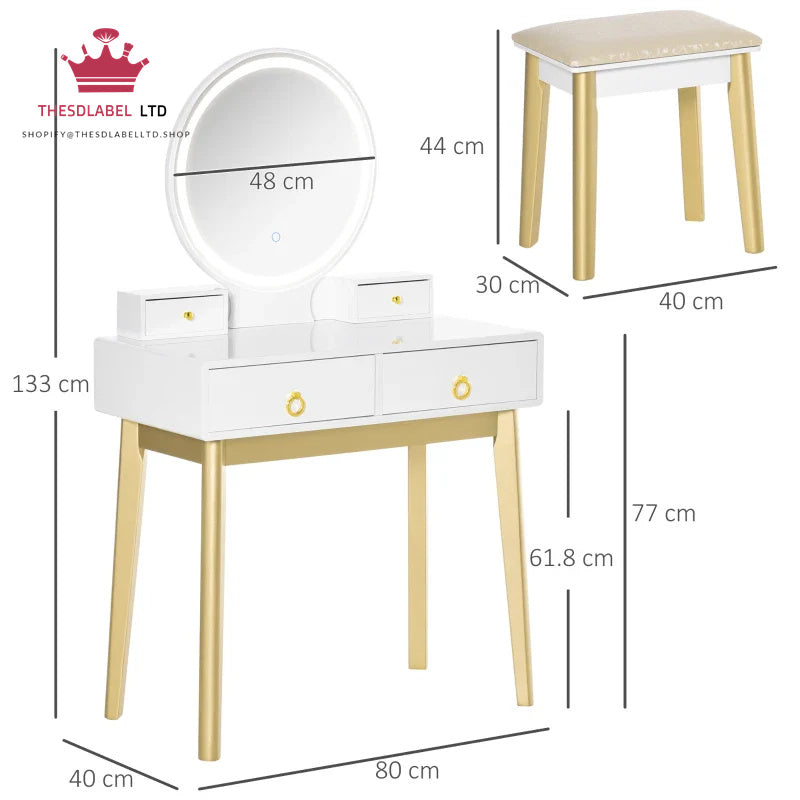 HOMCOM Dressing Table & Stool with Mirror