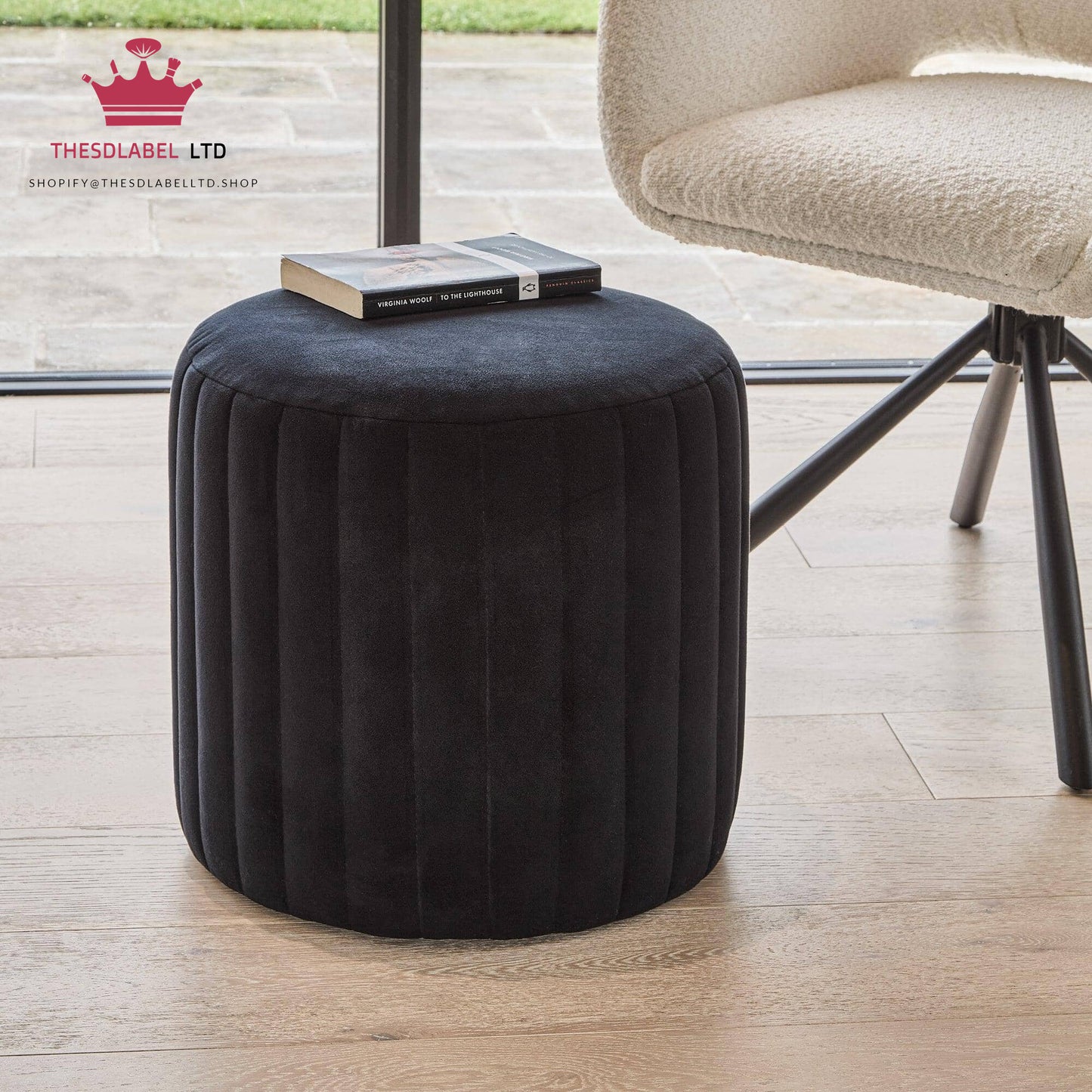 Penelope Drum Stool - Black