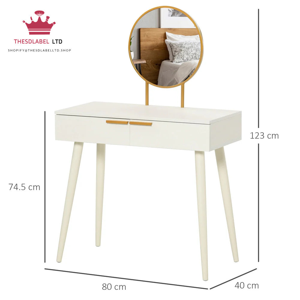 Modern Dressing Table With Round Mirror