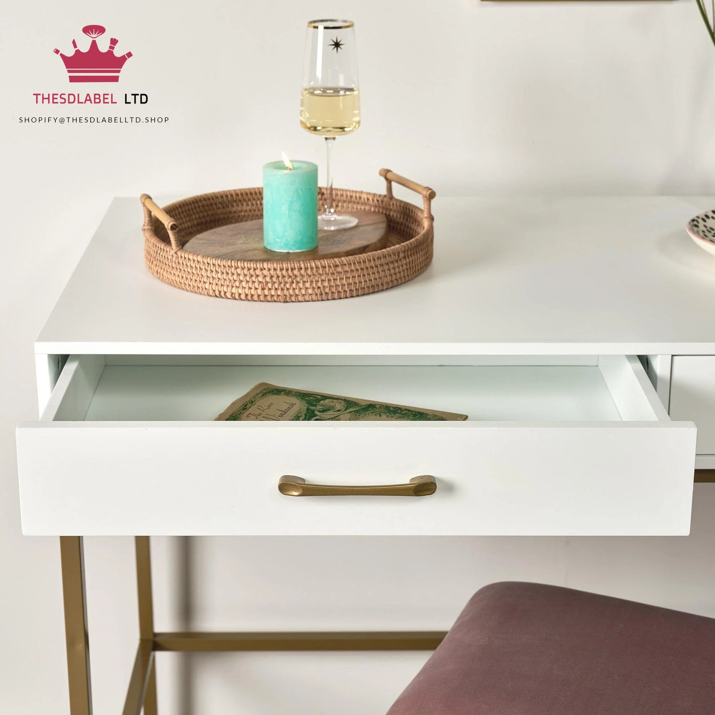 Marie White Dressing Table with Drawers