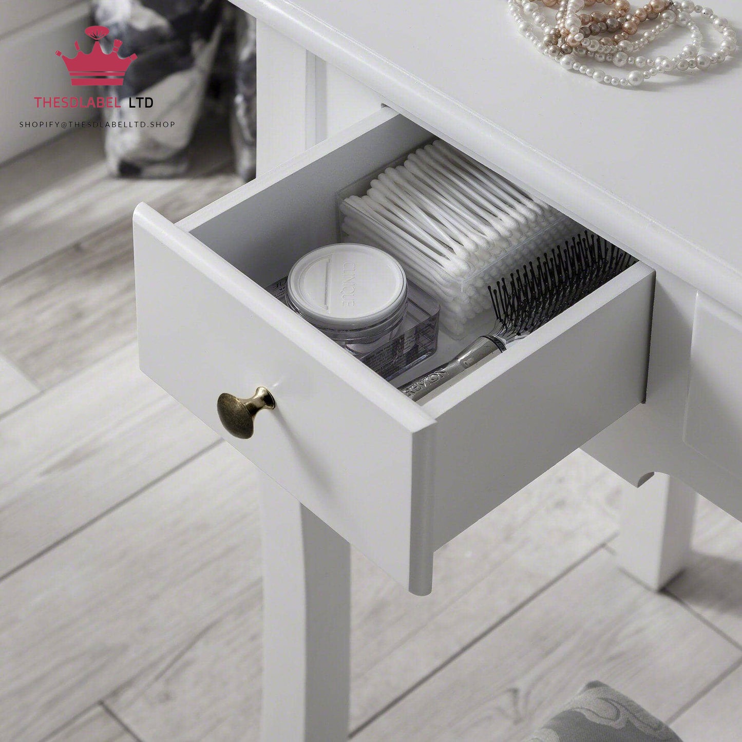 Capri White Dressing Table with Mirror & Stool
