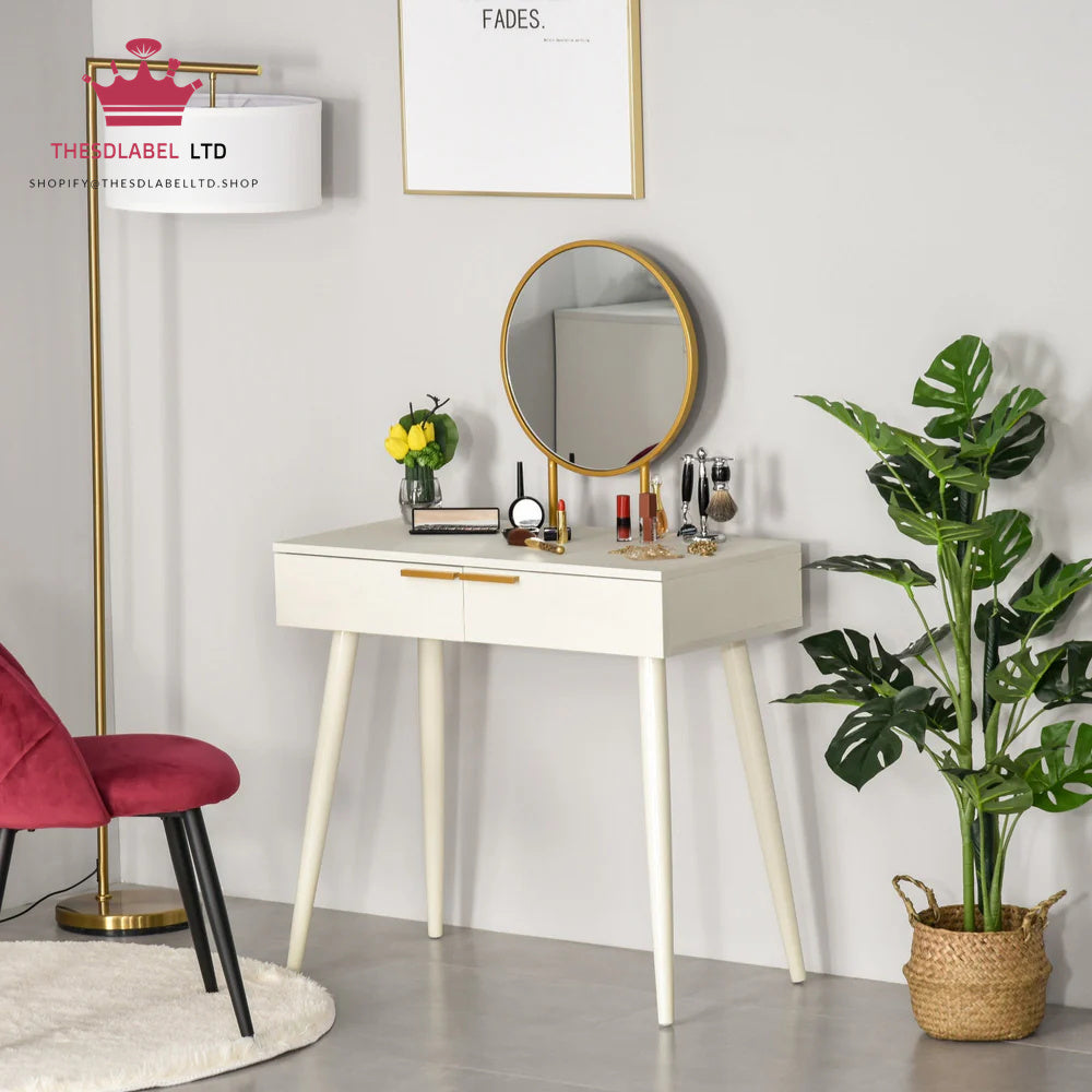 Modern Dressing Table With Round Mirror