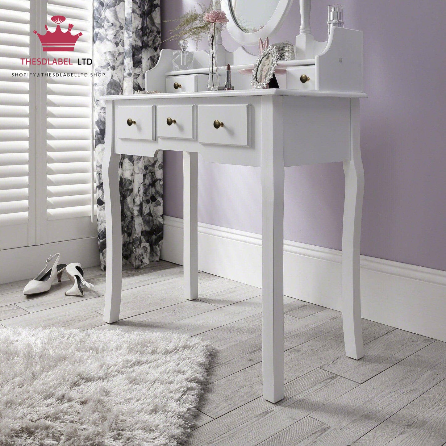 Capri White Dressing Table with Mirror & Stool