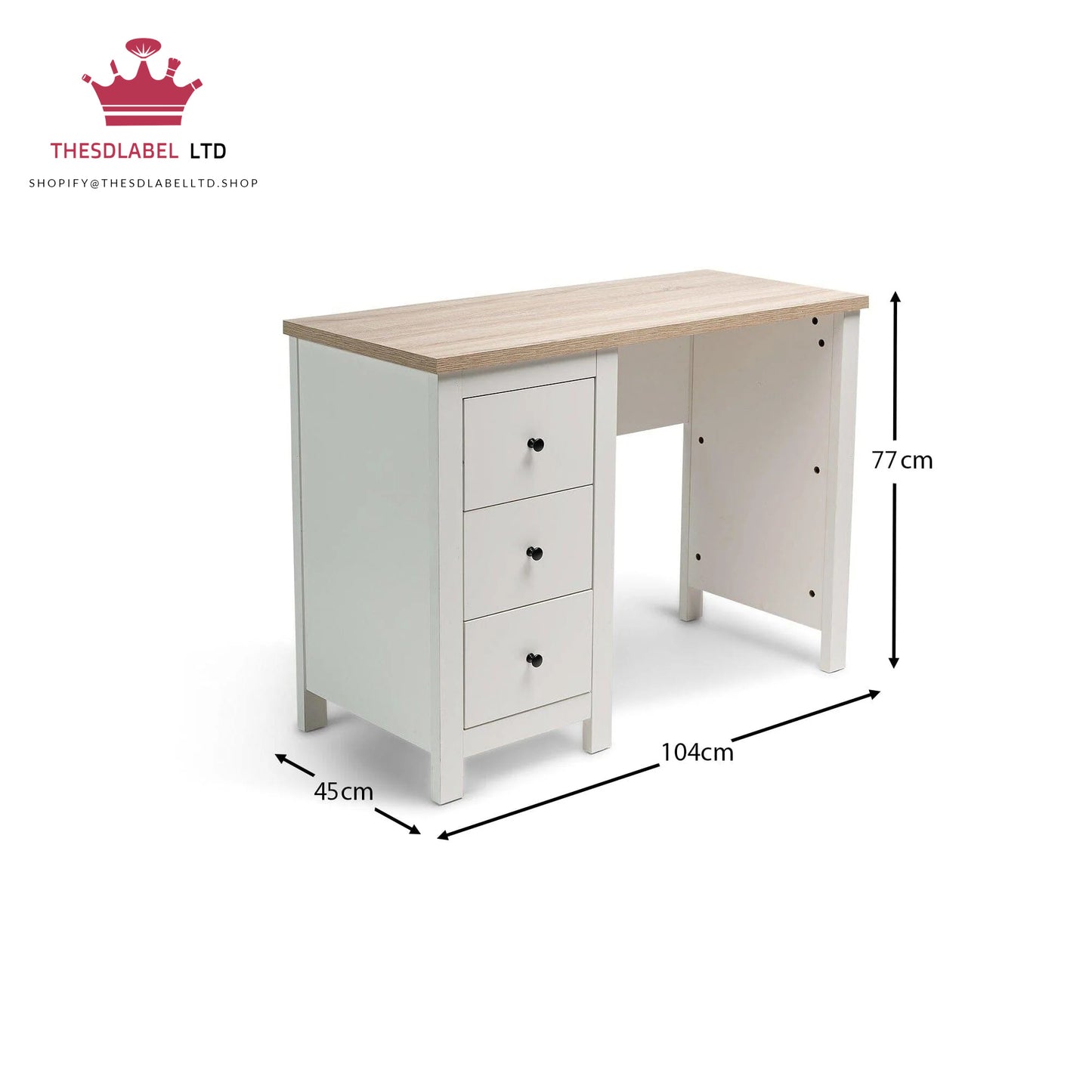 Bampton White Dressing Table with Drawers
