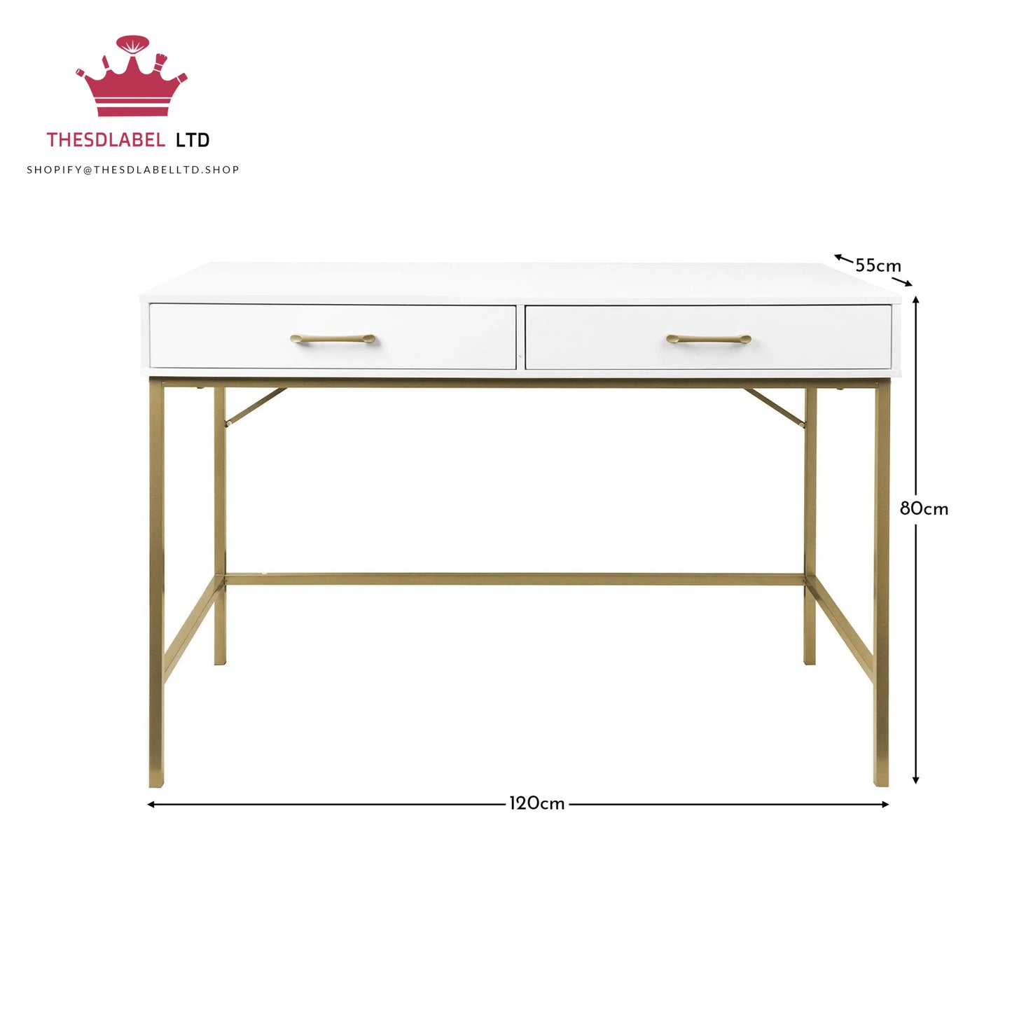 Marie White Dressing Table with Drawers
